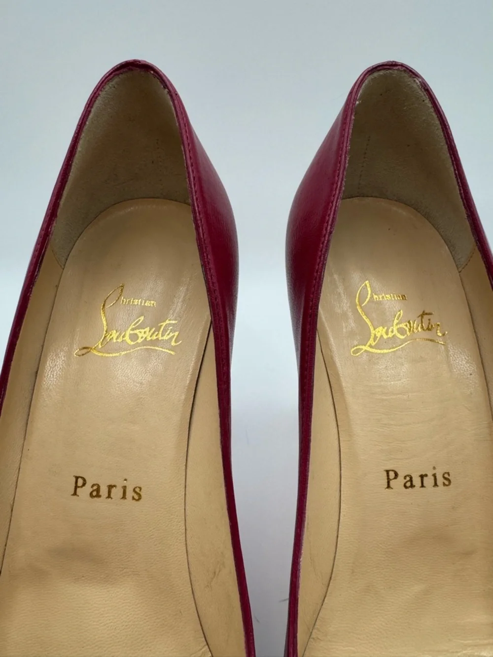 Christian Louboutin Very Privé 100 Peep-Toe Pump | Berry Leather | Size 37.5 - Picture 8 of 8